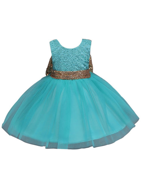 Rain Kids Girls Multi Color Beaded Floral Lace Bow Flower Girl Dress 6M-12 - SophiasStyle.com